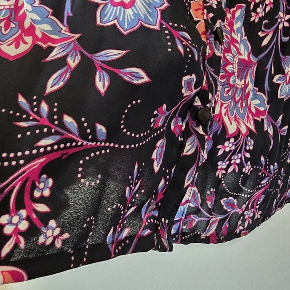 Croft & Barrow Women's Petite XL Floral Button Down Dress Top Purple Career Work - Picture 5 of 6